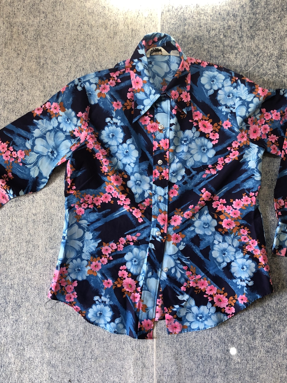 Men's Floral Dress Shirt in Navy with Blue & Pink Print
